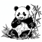 Peaceful Panda Munching Bamboo Coloring Pages 1