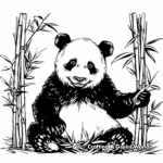 Peaceful Panda Munching Bamboo Coloring Pages 2