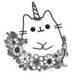 Pusheen as a Beautiful Unicorn Coloring Pages 1