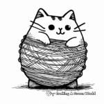 Pusheen Playing with a Ball of Yarn Coloring Pages 2