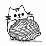 Pusheen Playing with a Ball of Yarn Coloring Pages 3