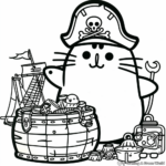 Pusheen the Pirate: Treasure Hunt Coloring Pages 1