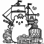 Pusheen the Pirate: Treasure Hunt Coloring Pages 3