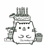 Pusheen's Birthday Party Coloring Pages 1