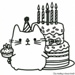 Pusheen's Birthday Party Coloring Pages 2