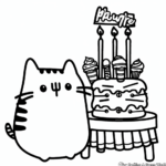 Pusheen's Birthday Party Coloring Pages 4