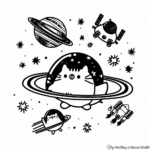 Pusheen's Space Adventure Coloring Pages 1