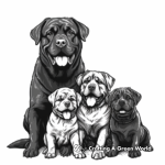 Realistic Rottweiler Family Coloring Pages 4