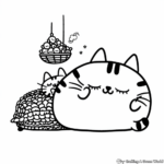 Relaxed Pusheen Sleeping Coloring Pages 1