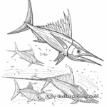 Sailfish Family Coloring Pages: Male, Female, and Pups 1