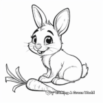 Simple Bunny with Carrot Coloring Pages for Children 2