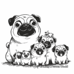 Simple Pug Family Coloring Pages for Beginners 1