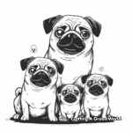 Simple Pug Family Coloring Pages for Beginners 2