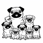 Simple Pug Family Coloring Pages for Beginners 4