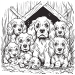Spaniel Family in a Kennel Coloring Pages 2