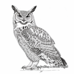 Stylized Great Horned Owl Coloring Sheets 1