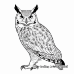 Stylized Great Horned Owl Coloring Sheets 3