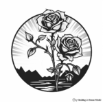 Sunset Lovers: Yellow and Red Rose Coloring Pages 2
