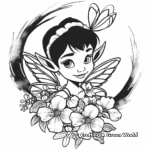 Sweet Tinkerbell with Flowers Coloring Pages 1