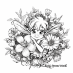 Sweet Tinkerbell with Flowers Coloring Pages 3