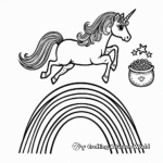 Unicorn and Pot of Gold Rainbow Leap Coloring Pages 1
