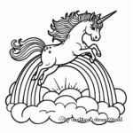 Unicorn and Rainbow Sky Dive Coloring Pages 2