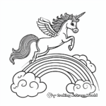 Unicorn and Rainbow Sky Dive Coloring Pages 4