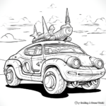 Unicorn Car in Galaxy Coloring Pages 4