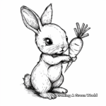 Vintage-style Bunny with Carrot Coloring Pages 1