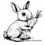 Vintage-style Bunny with Carrot Coloring Pages 2