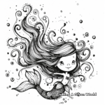 Whimsical Floating Hair Siren Mermaid Coloring Pages 1
