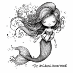 Whimsical Floating Hair Siren Mermaid Coloring Pages 3