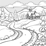 Wintry Landscape Coloring Pages 2
