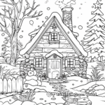 A Cozy Frozen Christmas Cabin Coloring Pages 4