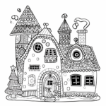 Abstract Christmas House Coloring Pages for Artists 1