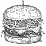 Abstract Fancy Burger Coloring Pages for Artists 3