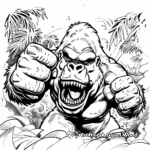 Action-Packed King Kong Battling T-Rex Coloring Pages 4