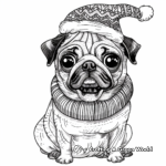 Adorable Christmas Pug Coloring Pages 4