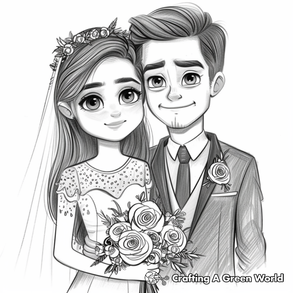 Adorable Newly-Wed Couple Precious Moments Coloring Pages 1