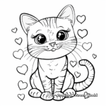 Adorable Preschool Valentine's Day Cat Coloring Pages 1