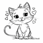 Adorable Preschool Valentine's Day Cat Coloring Pages 2