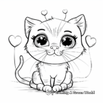 Adorable Preschool Valentine's Day Cat Coloring Pages 3