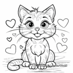 Adorable Preschool Valentine's Day Cat Coloring Pages 4