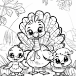 Adorable Thanksgiving Turkey and Friends Coloring Pages 2