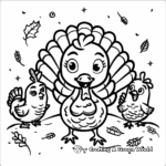 Adorable Thanksgiving Turkey and Friends Coloring Pages 4