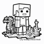 Adventure-Filled Minecraft Steve and Ender Dragon Coloring Pages 1