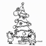 Among Us Characters Decorating A Christmas Tree Coloring Pages 1