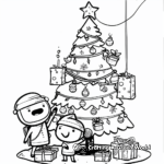 Among Us Characters Decorating A Christmas Tree Coloring Pages 2