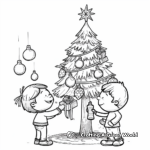 Among Us Characters Decorating A Christmas Tree Coloring Pages 3
