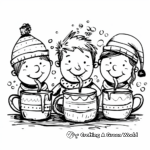 Among Us Crew Enjoying Christmas Hot Chocolate Coloring Pages 3